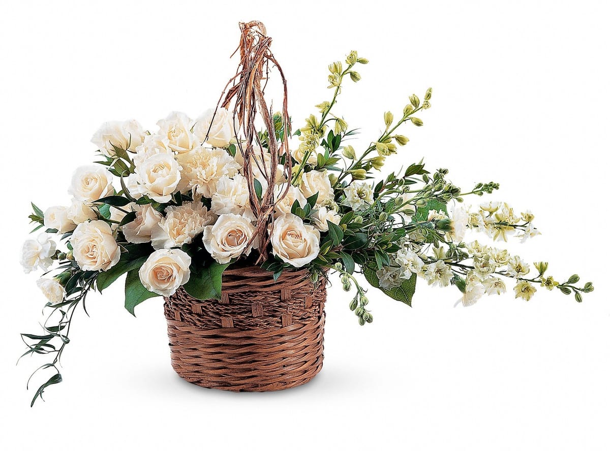 Bezaubernde Blumen-Arrangements in Flechtkörben :)